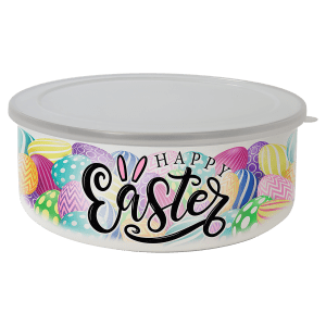 50 oz. Short Enamel Bowl with Lid